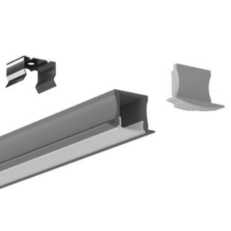 RECESSED ALUMINIUM LED PROFILE WITH COVER & FLANGE 25x15mm - Prism