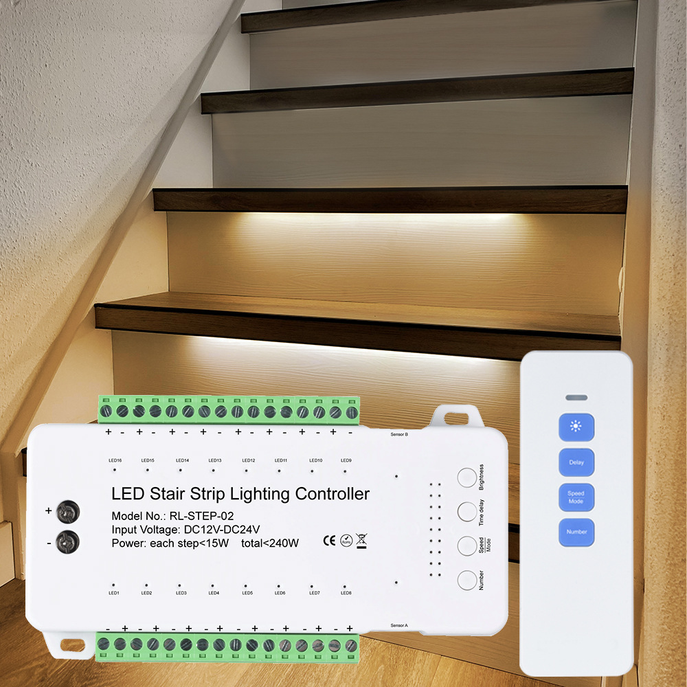 http://www.superlightingled.com/images/LED%20Lights%20Images/16CH-LED-Motion-Sensor-Light-Controller-With-Remote-For-Staircase.jpg