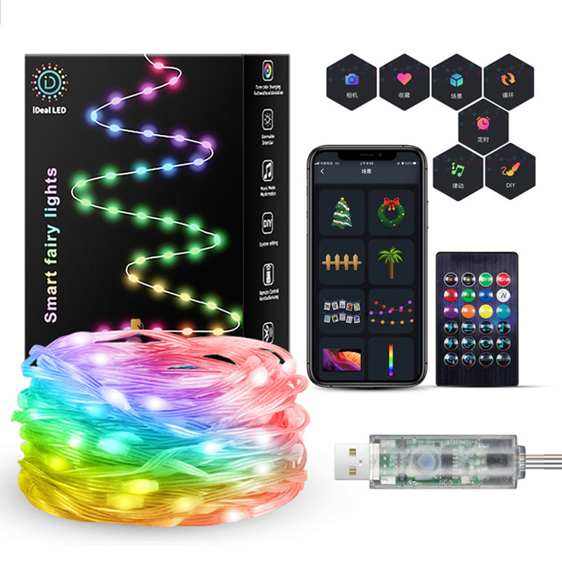 Christmas Fairy String Lights USB Powered Color Changing LED Fairy Lights  with APP Sync Music Starry Lights Bluetooth Plug in RGB LED String Light  Waterproof Wire String Light for Bedroom Patio (2/3/5/10/20m)