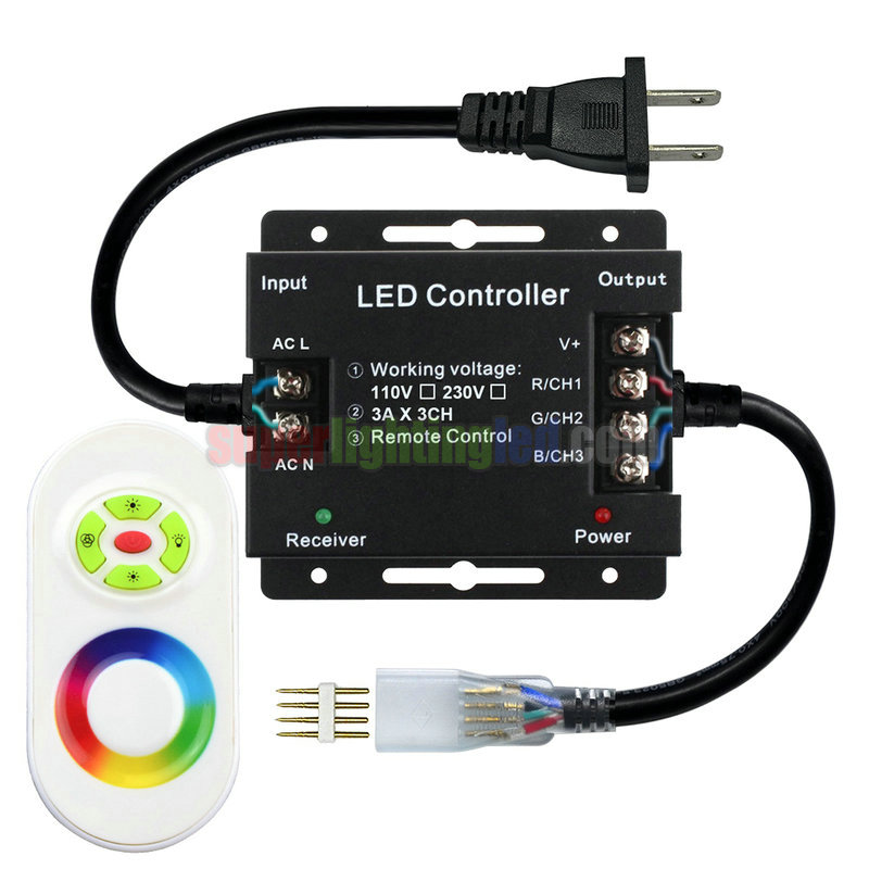 AC110-220V 1500W, RF LED Dimmer Controller, For Restaurant lighting,  bedroom lighting, Connect 110V 220V High Voltage Single Color LED Strip Kit