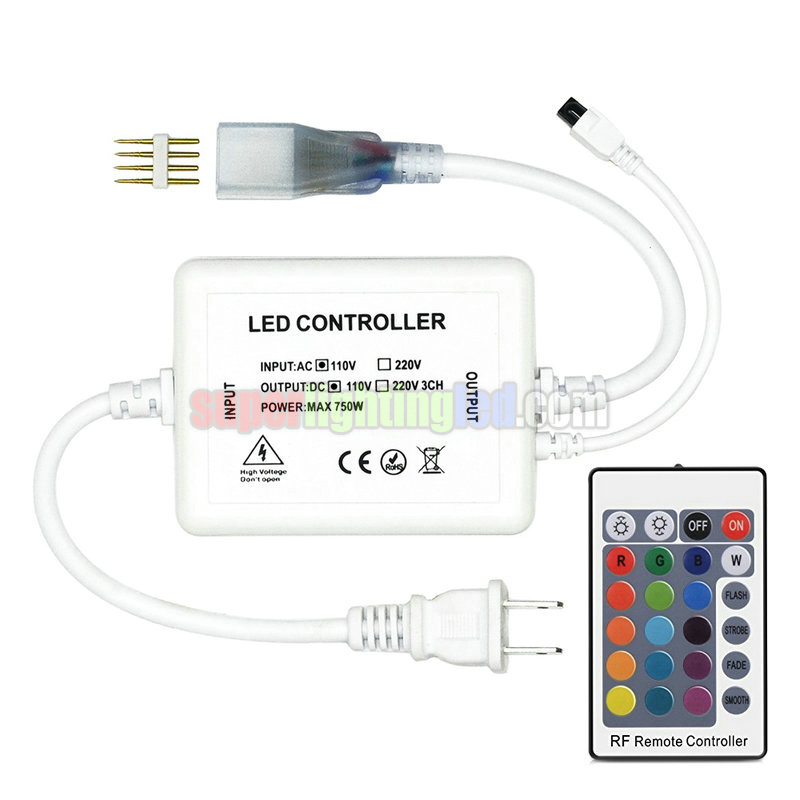 Connection socket + Controller + Remote control for 5050 RGB 220V LED strip