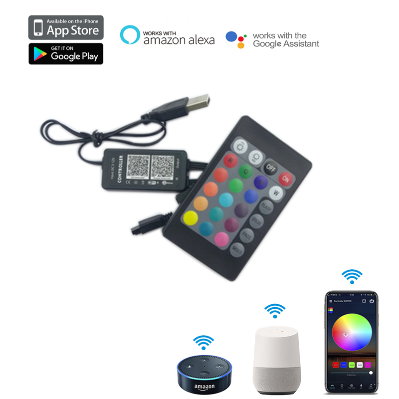 DC5-12/24V WIFI Smart USB Output LED Controller With 24 Keys Remote, Voice  Control Via  Alexa Google Home , Apply For RGB LED strips