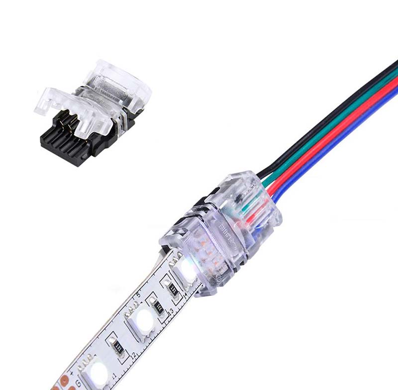 4Pin 10mm RGB Light Strip LED Connector Strip to Wire Type