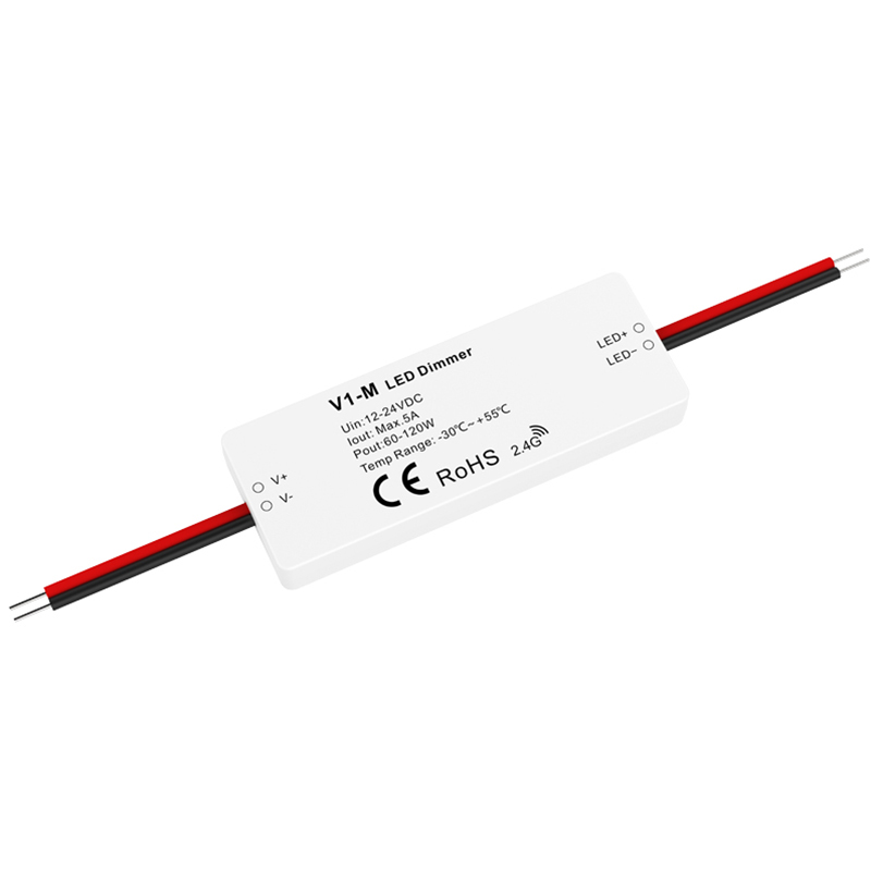 V1-M DC12-24V 1CH*5A Constant Voltage LED Mini Dimmer, RF 2.4G LED