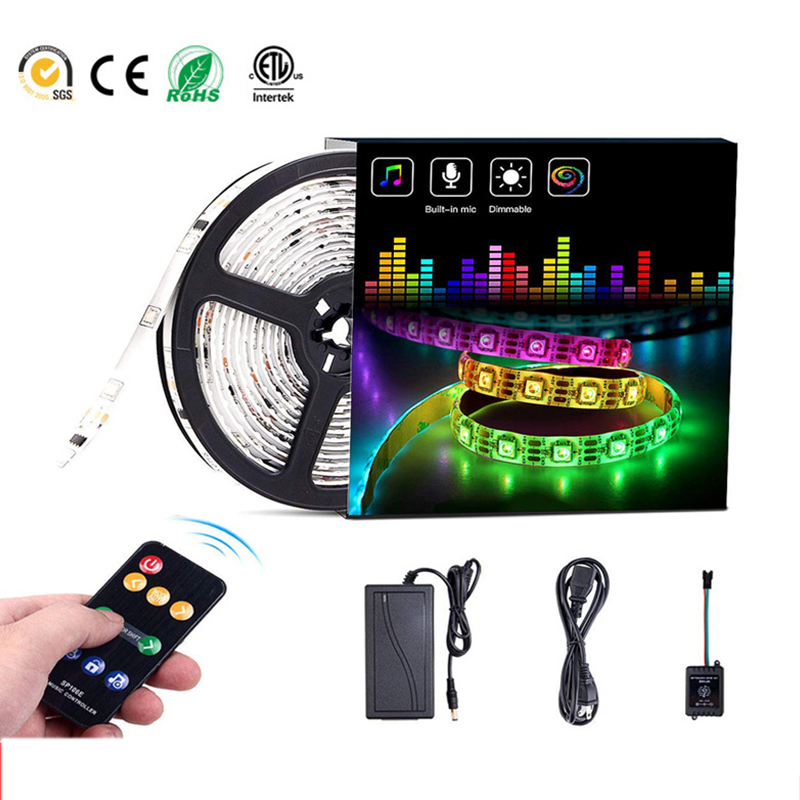 5M Waterproof RGB LED Strip Light RGB DC 12V LED Strip With Remote Control  5A Power Adapter