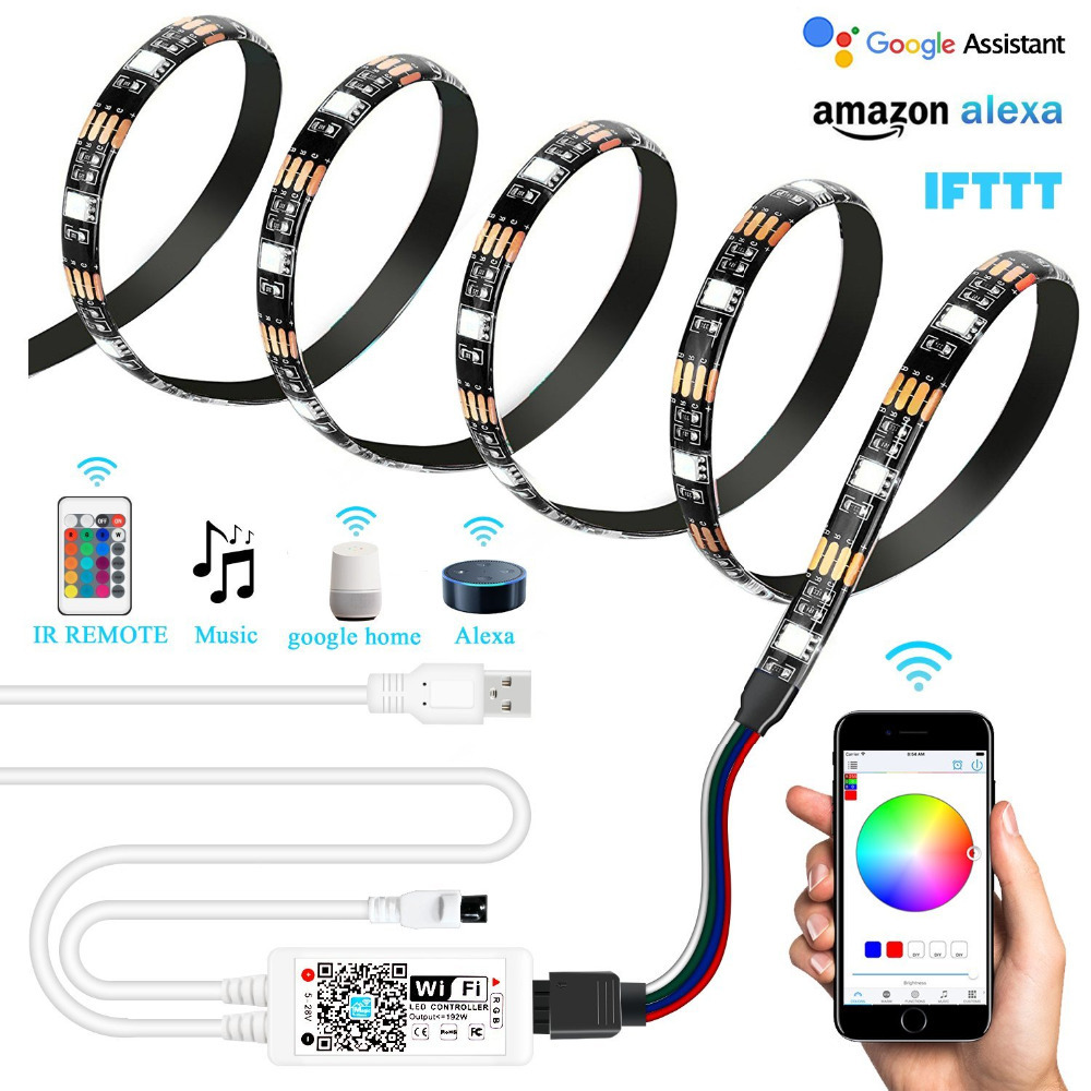 WIFI Smart Addressable LED Strip Lights Kit DC5V 60LEDs/m WS2811 Arduino  Flexible LED Strip With USB Port, 24Keys RF Remote, Work With  Alexa  And Google Home Voice Control [LSLKDC-ALEXA-02] - $23.99 