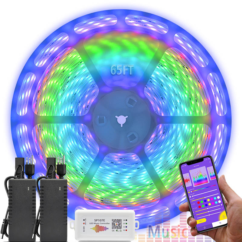 leerling Verstrikking Heiligdom 65.6ft/20m Multi Color Chasing RGB Long LED Strip Light Kit