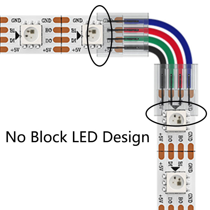 LED Connector RGB Supernight 10pcs 4 pin Connectors L-Shape PCB