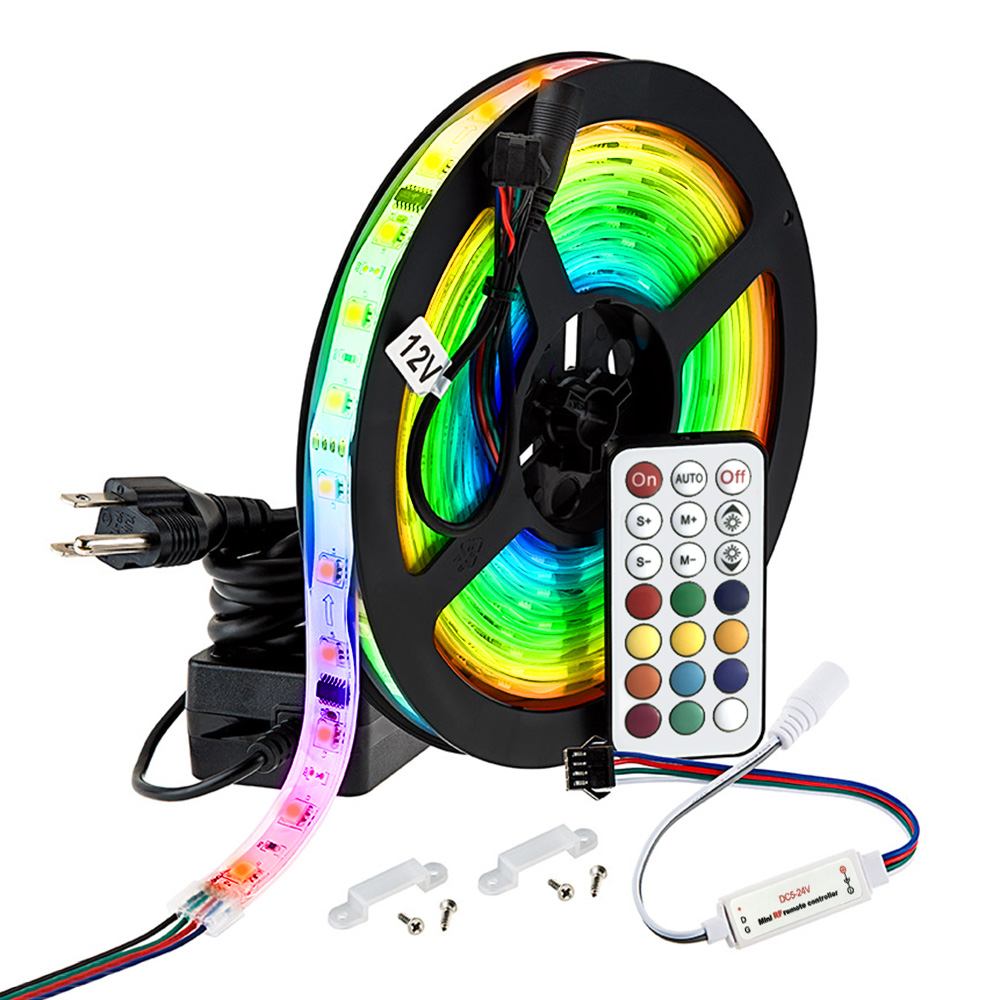 Dream Color LED Light Strips Kit 16.4 Ft SMD 5050 Addressable Pixel UCS1903  RGB Waterproof IP67 Flexible Light Strip with Remote Control and DC12V Power  Supply for DIY Lighting and Outdoor Lighting [B075M6DNN7] - $28.98 
