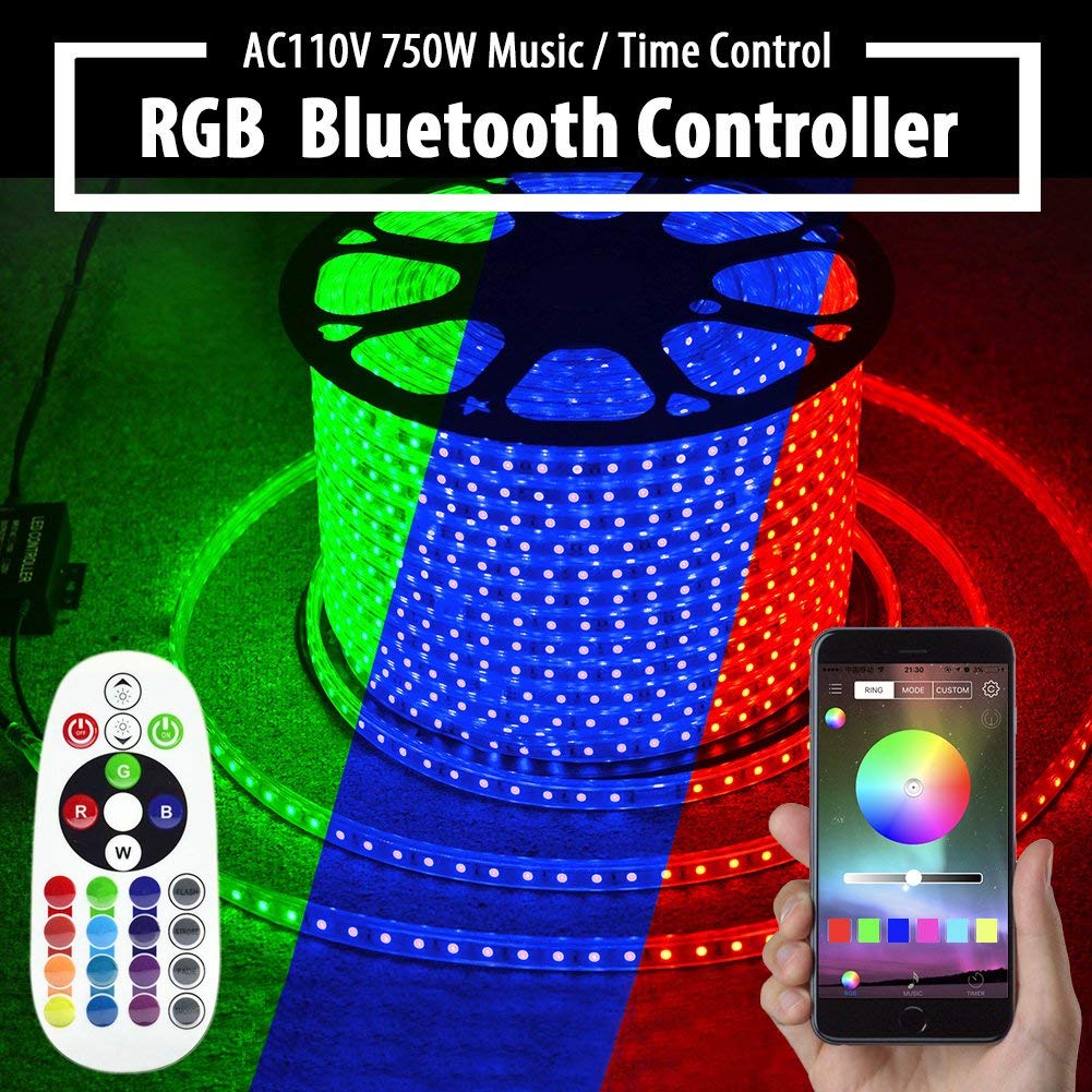 LED RGB Color Changing Flex Neon Light 120V AC 164 ft Kit