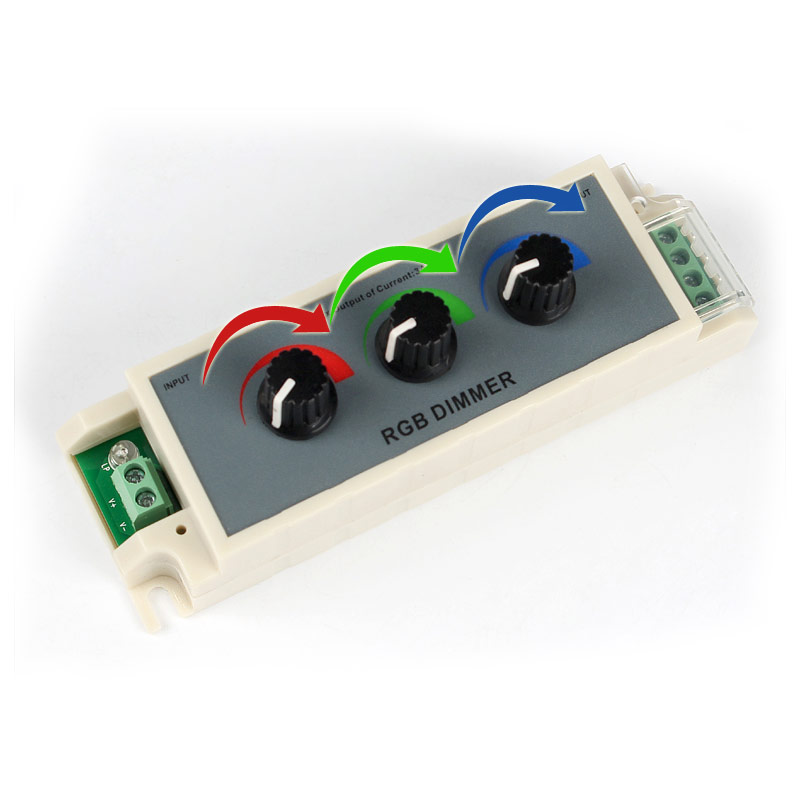DC12/24V 3A3CH Max 108W Manual knob Setting Three Color Dimmer Controller  For Color Change LED Light Strips or Modules [CONRGB-DIM-01]