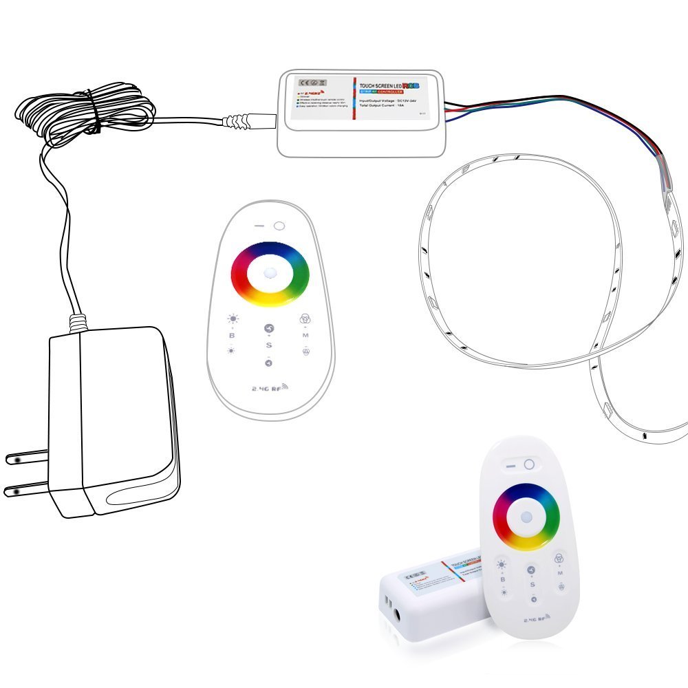 MiBoxer LED Controller With RF Touch Remote - Tunable White Light Strip  Controller - 4 Zone - 6 Amps / Channel - 12-24 VDC