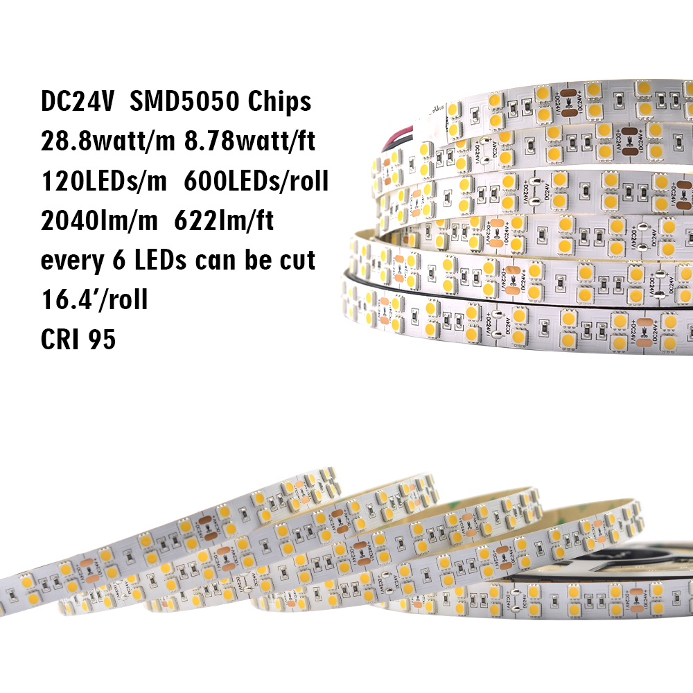 24V Super Bright Dual Row 240LEDs/m SMD 5630 White LED Strip