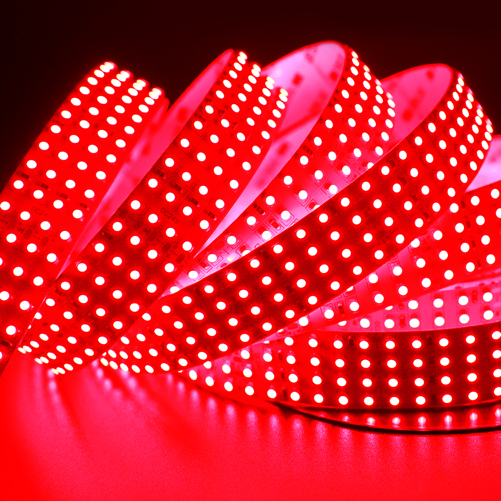 Brightest Red Quad Row Flexible LED Strip Lights - DC24V 480LEDs/m High CRI95