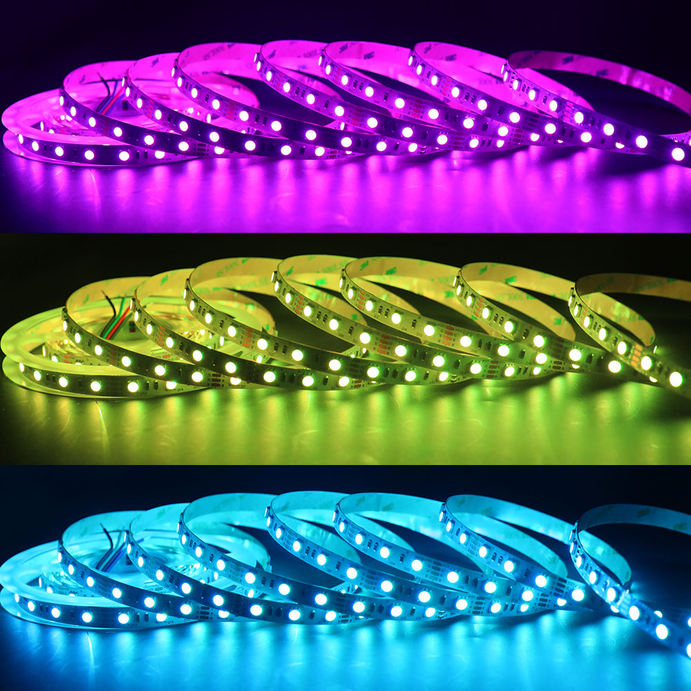 SMD 5050 24V RGBW Cold White LED Light Strip Super Bright Color Changing  RGB LED Lights 360 LEDs Flexible Ribbon Lamps 16.4Ft Non-Waterproof Indoor