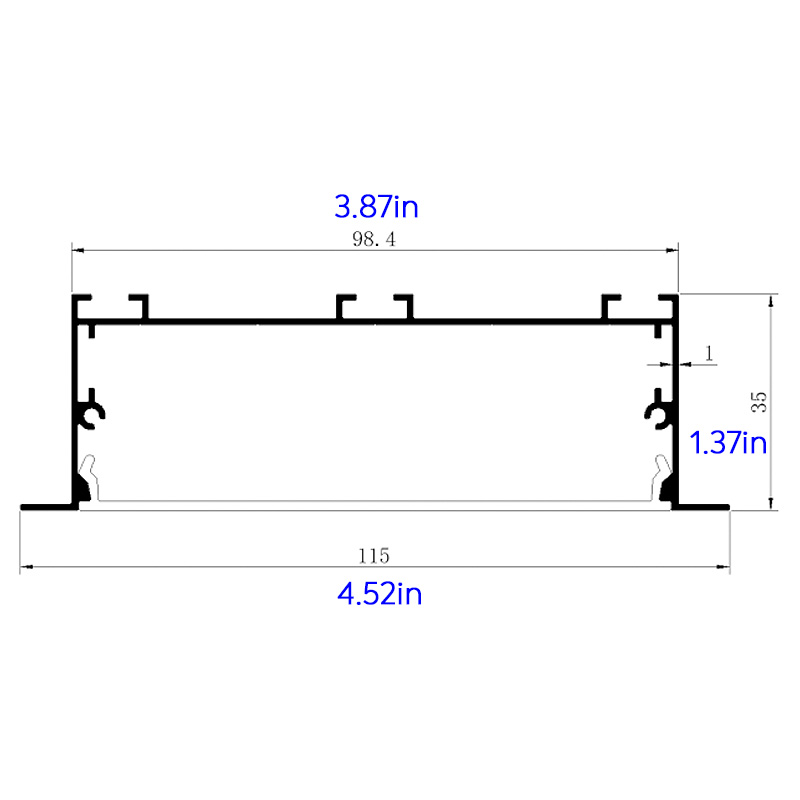 100x35mm Flanged 4 Inch Recessed Lighting Wide Aluminum LED Channel