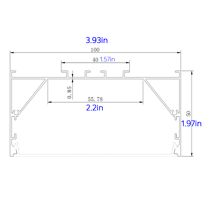 100x50mm 4 Inch Ceiling Light Wide LED Strip Channel