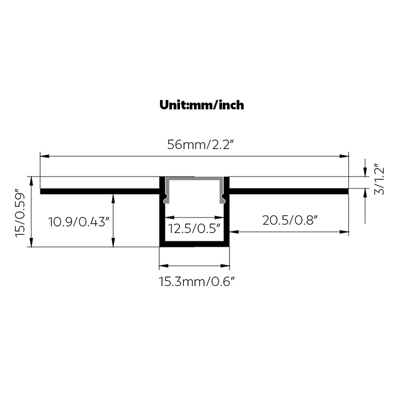 15mm Light 3D Bend Aluminum LED Light Strip Rail Plaster LED Profile