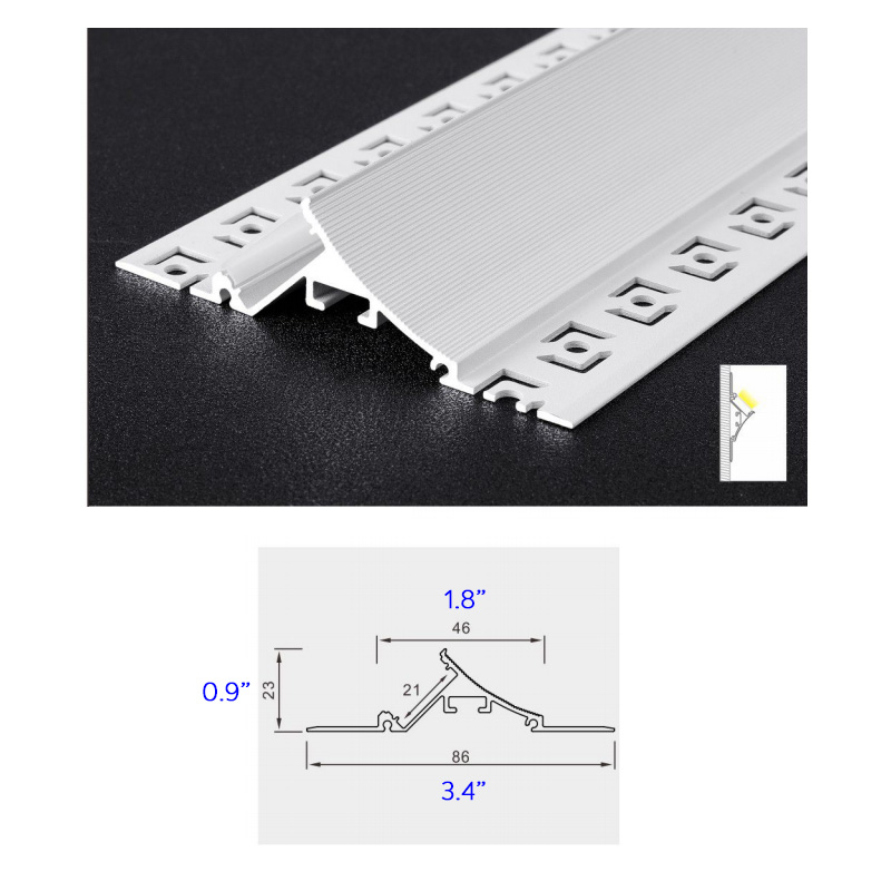 Plaster-In Crown Molding LED Lighting Profile For 15mm Strip