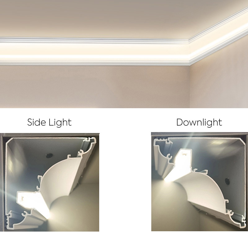 Contemporary LED Lighting Crown Molding Aluminum White