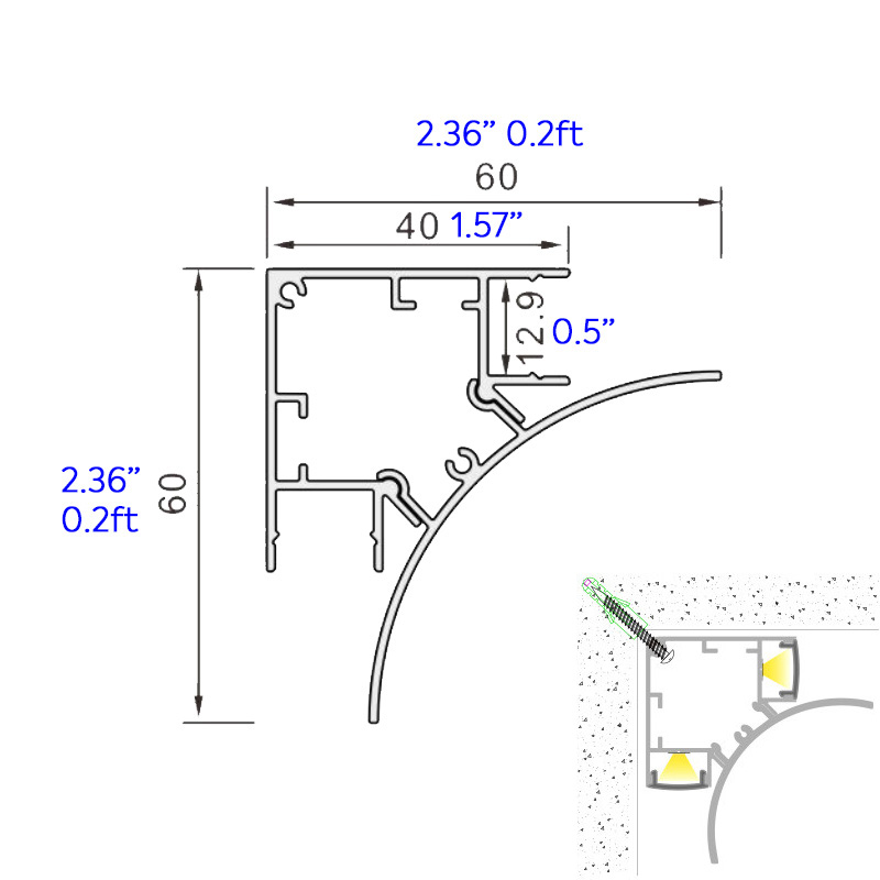 Surface Mounted Corner Ceiling Narrow Backlit Crown Molding Lighting Profile White