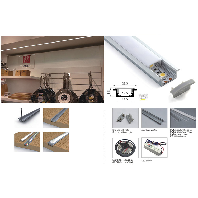 LED Aluminium Profile for ceiling recessed lighting corner embedded drywall  led aluminum profile for cove lighting