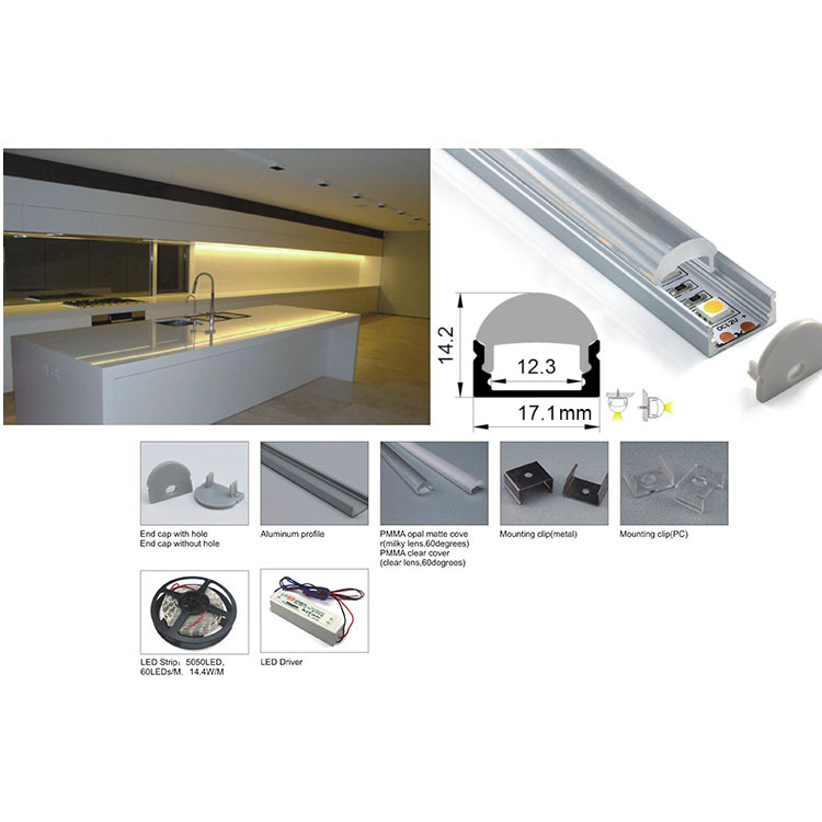 LED Diffuser Channel Aluminum Profile with 45° Lens For 12mm Width LED  Strip Lighting [HL-BAPL002L]