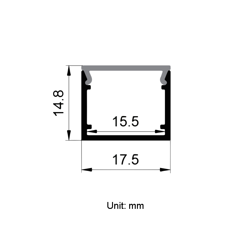 LED Strip Aluminum Profile For 15mm 5050 Double Row LED Strip [QSG-1715H]