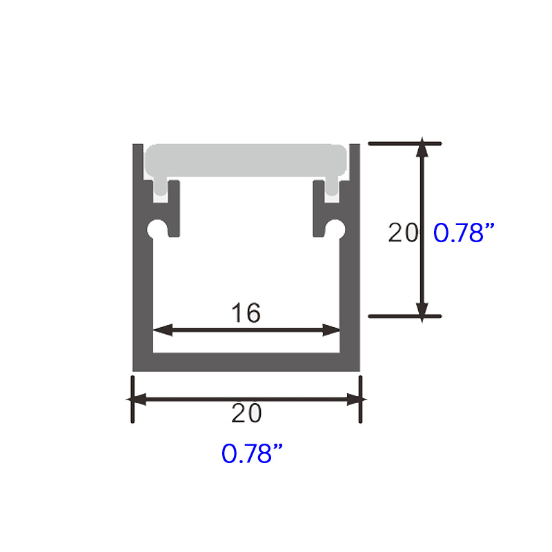 Square LED Floor Profile For 15mm Double LED Strip