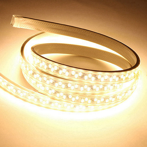  220V 2835 Led Strip Light Dimmable 180LED/m Double Row Flexible  Led Ribbon 1M 10M 20M 7 Colors with Power Plug Dimmer Switch (Color :  Yellow, Size : 220V with Switch_5M) 