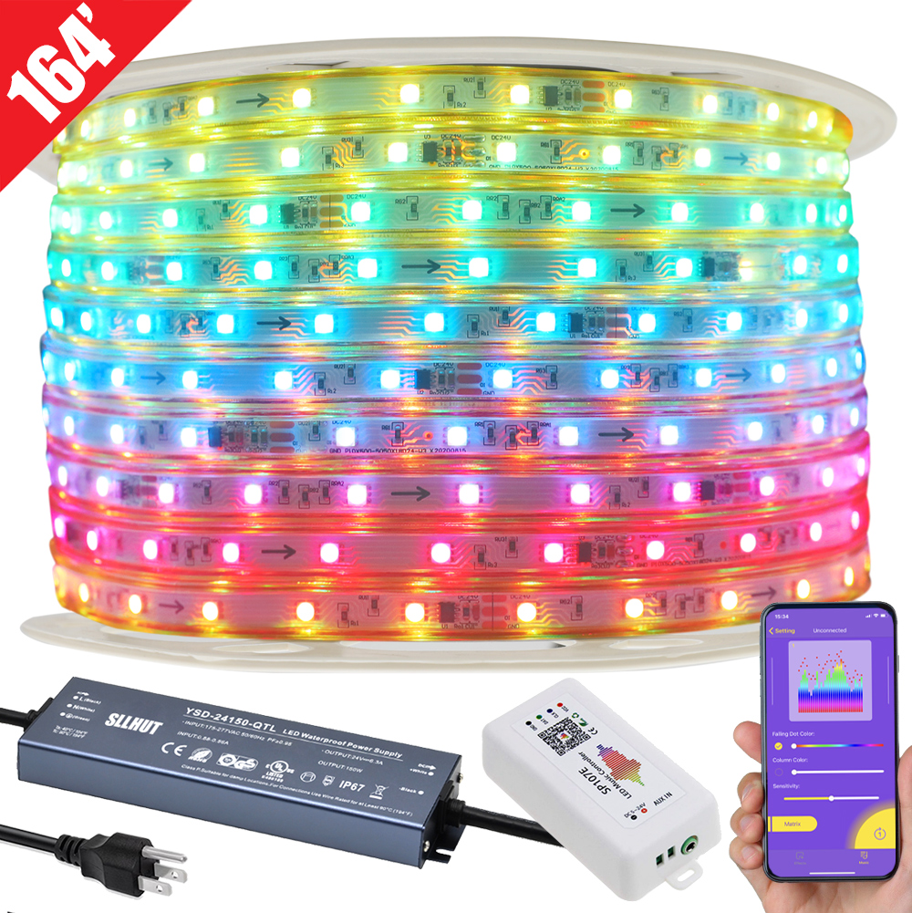 New 5M WS2811 LED strip 5050 RGB Dream color Strip 12V with Music controller Kit 