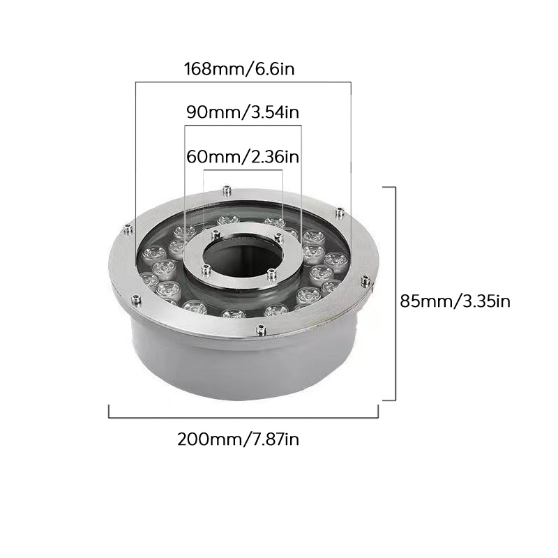 DC24V 24W 24LEDs RGB DMX Water Fountain LED Ring Light Commercial