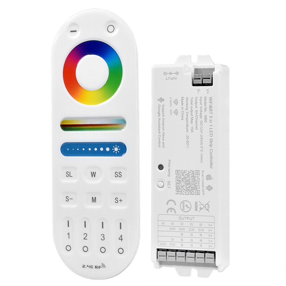 BTF-LIGHTING 5in1 WB5 2.4GHz WiFi LED Controller Compatible with Alexa