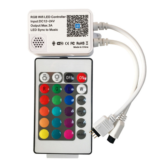 WiFi RGB LED Controller Work with Alexa Android IOS System WiFi Connected  RF 24Key Remote Control