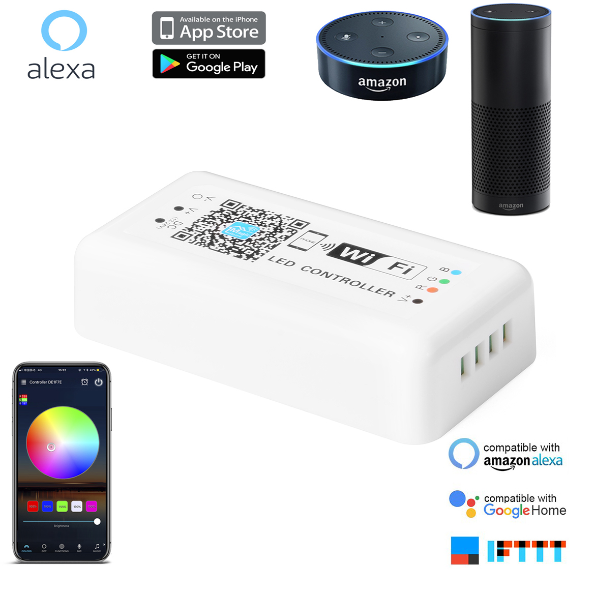 Ricevitore IP67 Dimmer / RGB / RGBW / RGB+CCT - APP, Alexa, Google Home -  per strisce LED