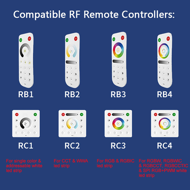 PAUTIX RF Remote Dimmer for Single Color LED Strip Lights,18-Key Wireless  Remote and in-line Controller DC 5-24V for 3528/2835/5050/COB LED Tape