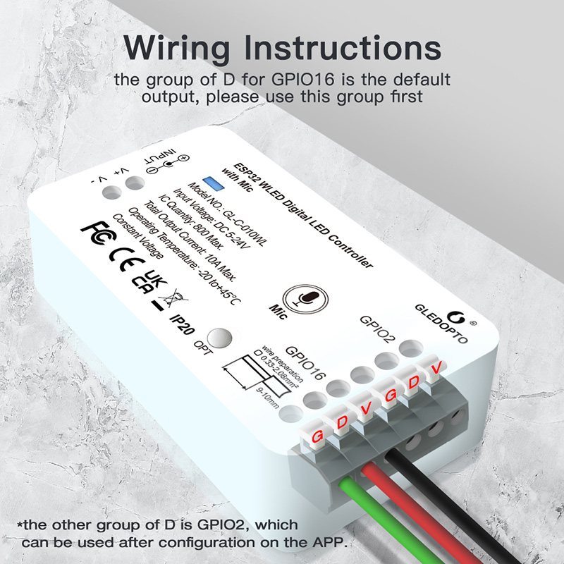 WLED ESP32 Pixel LED Strip Mic Controller With UART Download