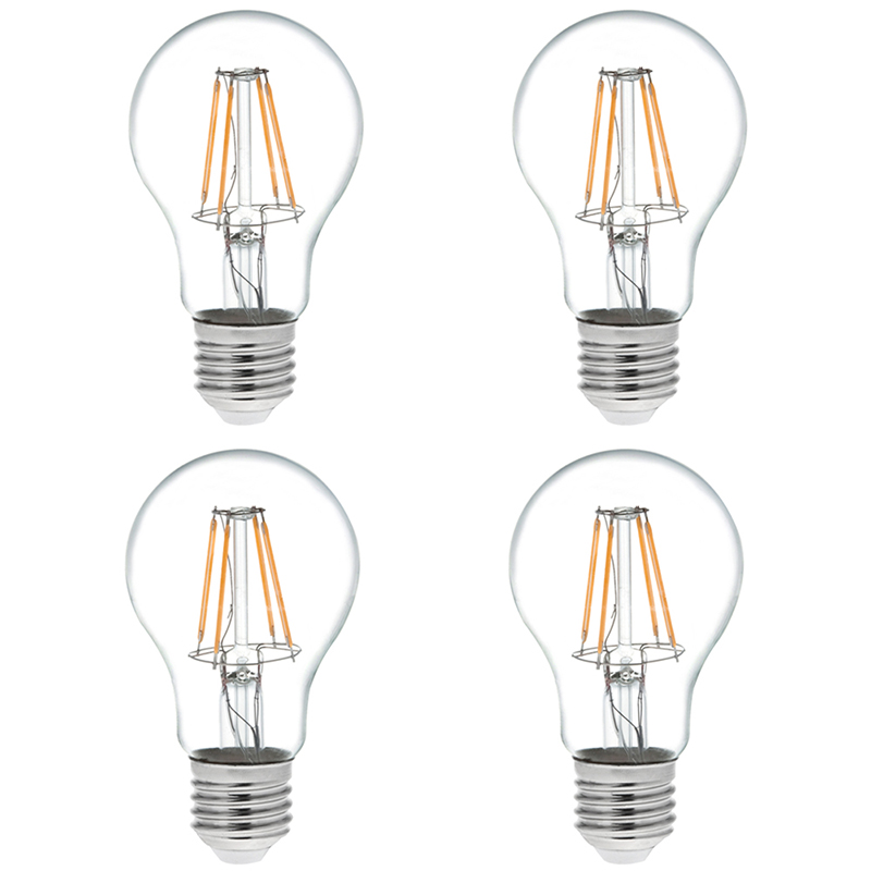 A19 E26/E27 4W LED Vintage Antique Filament Light Bulb, AC100-240V 40W Equivalent, 4-Pack