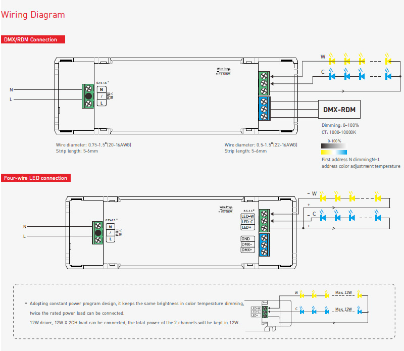 SE-12-100-500-W2M NFC CC 100 to 500mA DMX Tunable White LED Driver