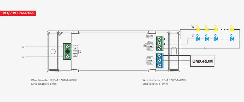 SE-20-100-700-W2M DMX NFC 100 to 700mA CC Dimming LED Light Driver