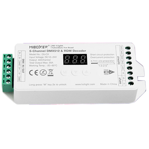 D5-CX 5-Channel Constant Voltage DMX512 & RDM Decoder