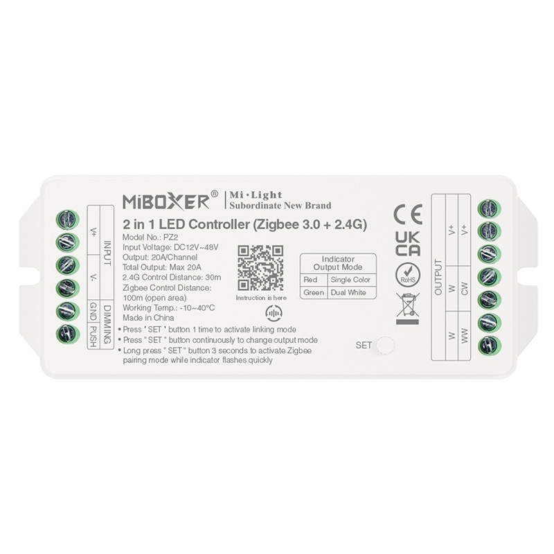 PZ2 20A 2 in 1 RF Dimmable Zigbee CCT LED Controller