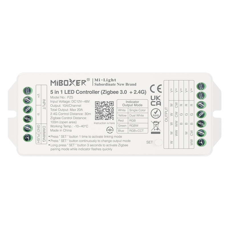 PZ5 20A RF Zigbee Wireless 5 in 1 LED Strip Controller