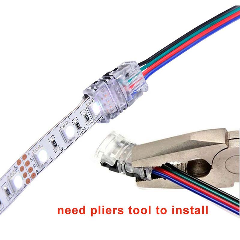 4Pin 10mm RGB Light Strip LED Connector Strip to Wire Type