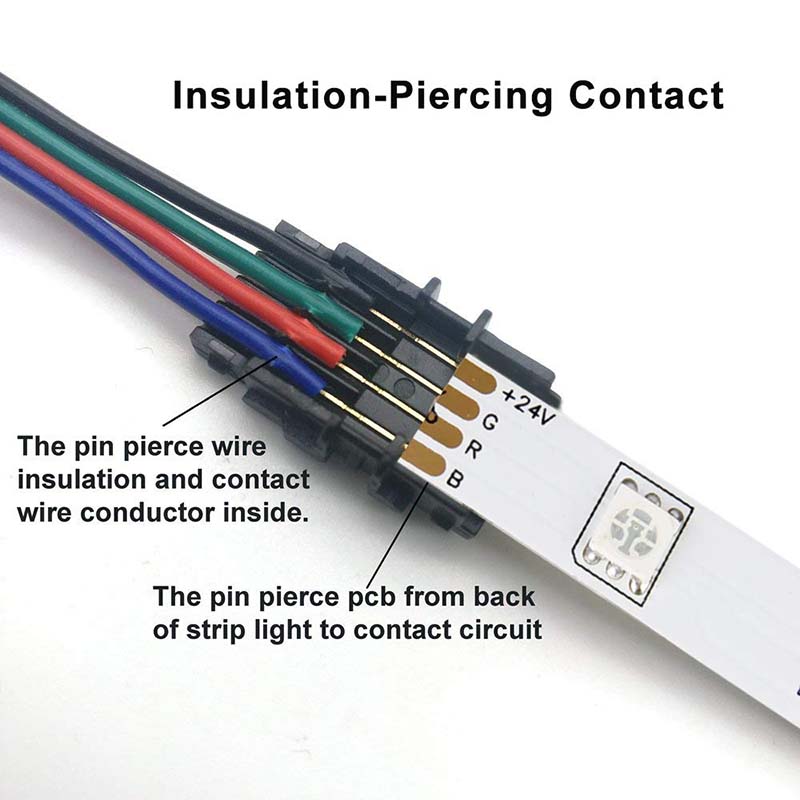4Pin 10mm RGB Light Strip LED Connector - Strip to Wire Type