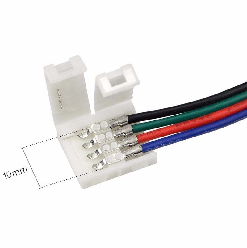 10Pcs Connecteur Led 4 Broches 10Mm, Cable Led 4 Broches 10M Pour