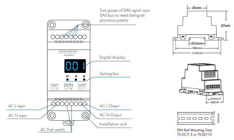 Triac DT4 DALI Dimmer Switch for Lights DT-D Structures