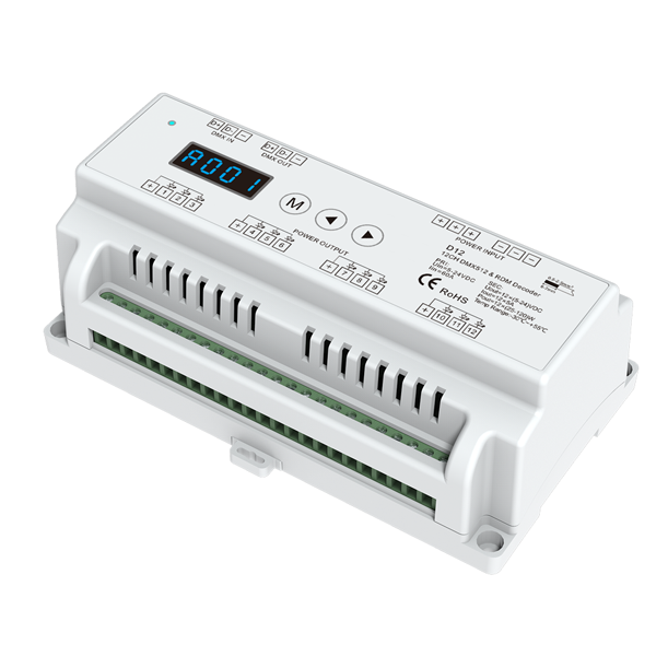 4 CH Constant Voltage DMX512 Decoder RGB//RGBW Controller Din Rail Mounted 4 Channel Dimming Controller 5-24VDC