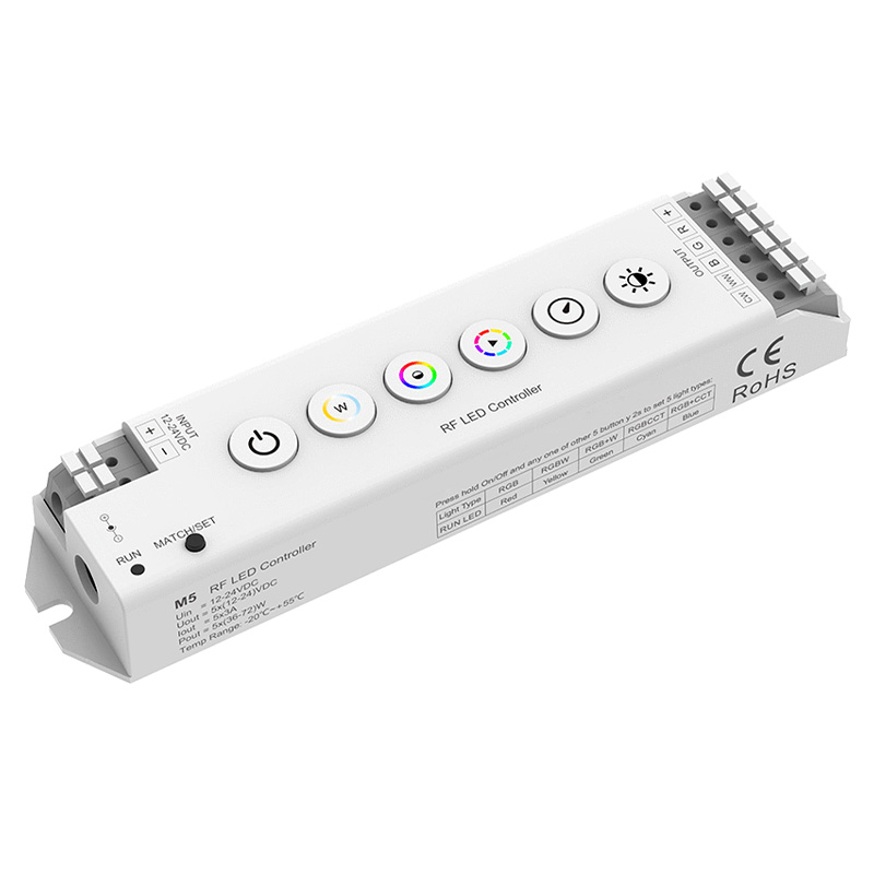 6 Buttons Constant Voltage RGB CCT LED Lights Controller M5