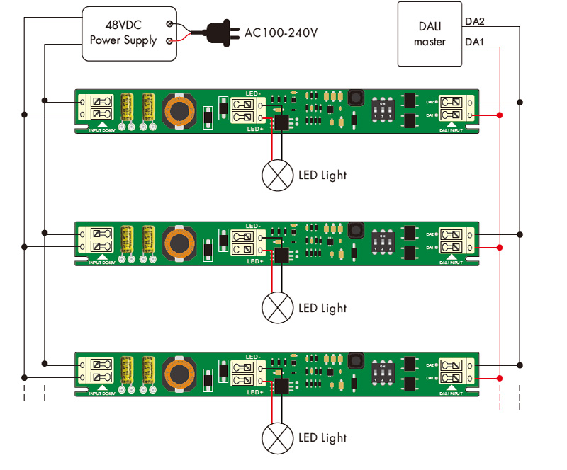 CXD-21A DALI DC to DC Constant Current LED Driver Wiring diagram